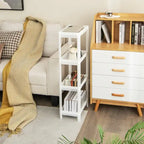 Lot de 2 chariots de rangement fins détachables à 4 niveaux avec trous de drainage pour petits espaces - Blanc - 14 x 9 x 39 (L x l x H)