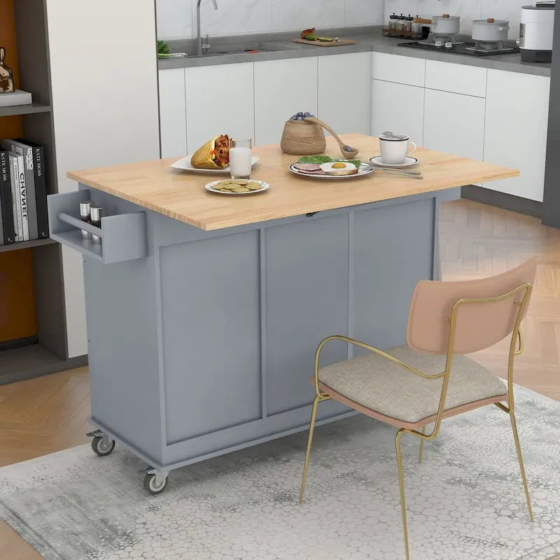Chariot de cuisine multifonctionnel avec porte-épices et étagères réglables