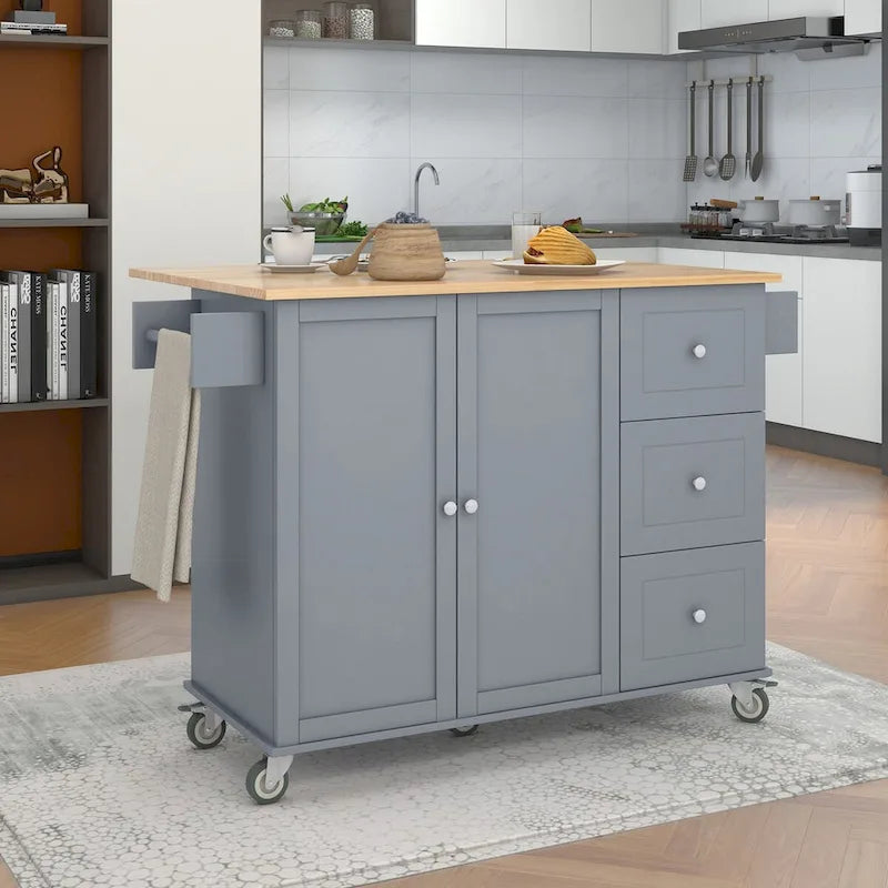 Chariot de cuisine multifonctionnel avec porte-épices et étagères réglables