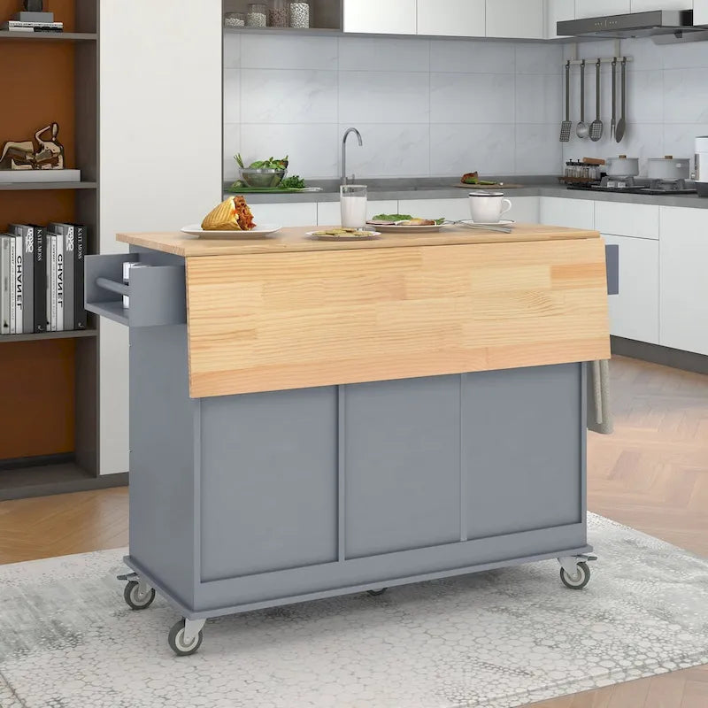 Chariot de cuisine multifonctionnel avec porte-épices et étagères réglables