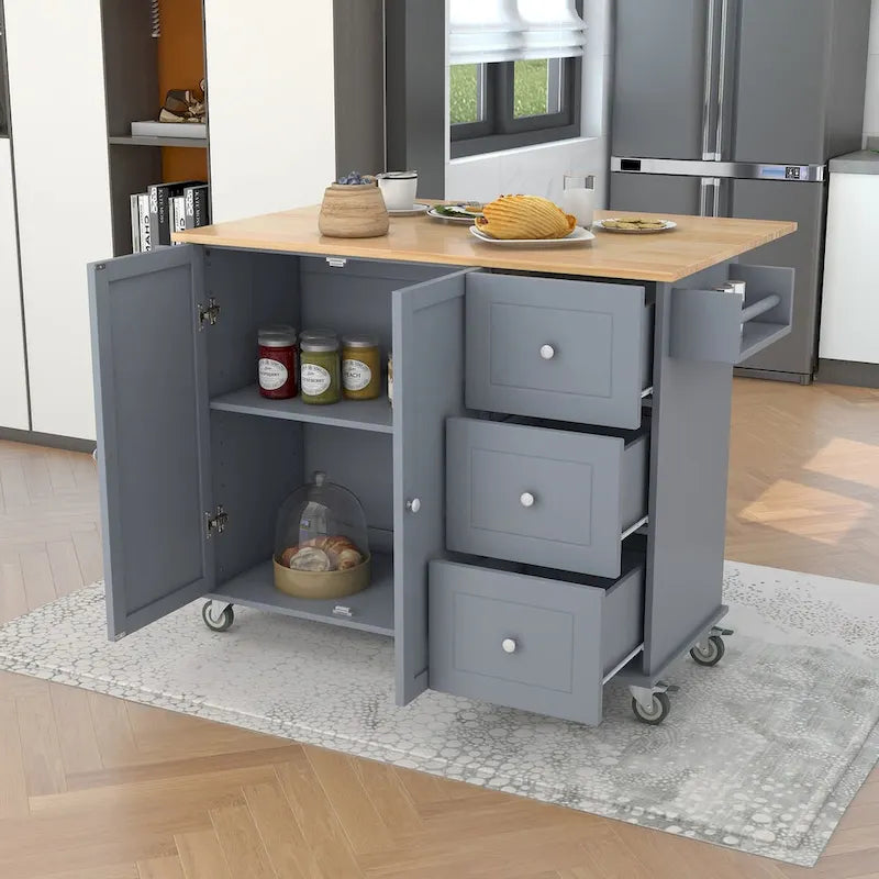 Chariot de cuisine multifonctionnel avec porte-épices et étagères réglables
