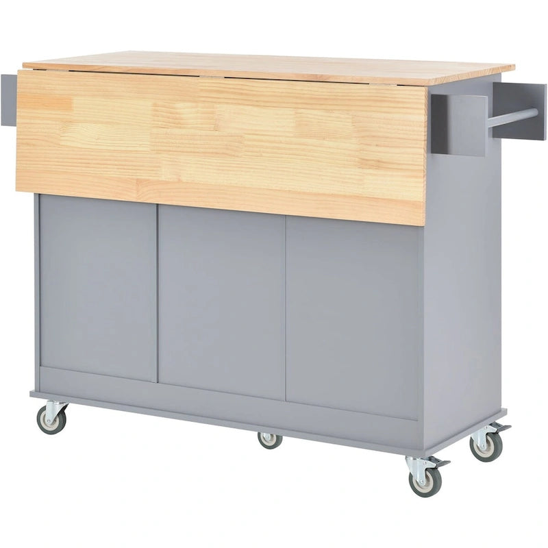 Chariot de cuisine multifonctionnel avec porte-épices et étagères réglables