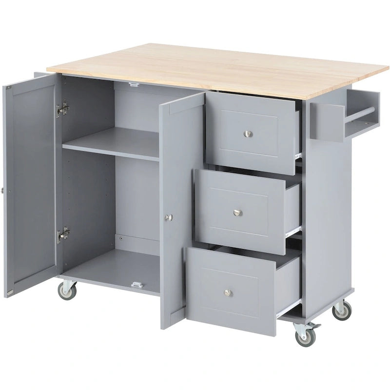 Chariot de cuisine multifonctionnel avec porte-épices et étagères réglables