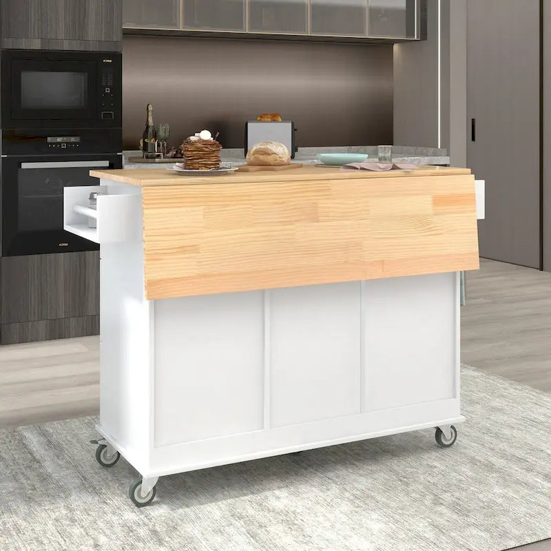 Chariot de cuisine multifonctionnel avec porte-épices et étagères réglables
