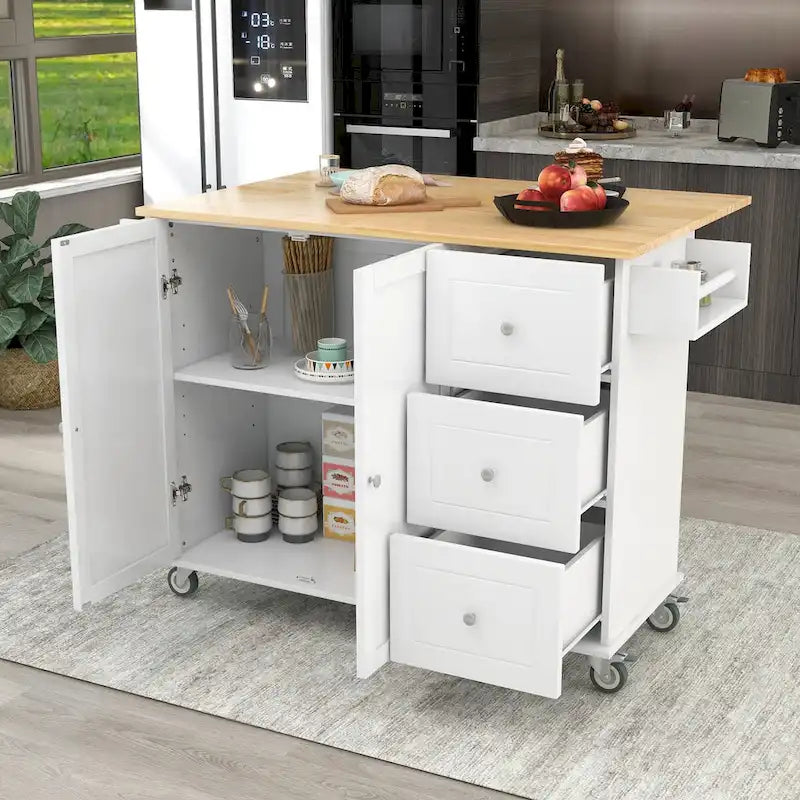 Chariot de cuisine multifonctionnel avec porte-épices et étagères réglables