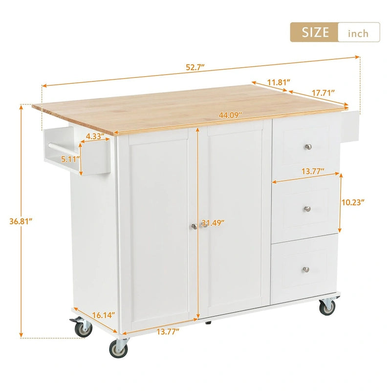 Chariot de cuisine multifonctionnel avec porte-épices et étagères réglables