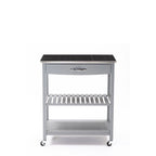 Îlot de cuisine à deux niveaux de 96,5 cm (38 po), étagère, plateau en acier, roulettes verrouillables, gris - 48,3 cm (19 po) L x 77,5 cm (30,5 po) l x 90,8 cm (35,75 po) H