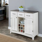 Îlot de cuisine/buffet/meuble avec casier à vin et plateau en acier inoxydable blanc - 41,75 po L x 17 po P x 36,25 po H