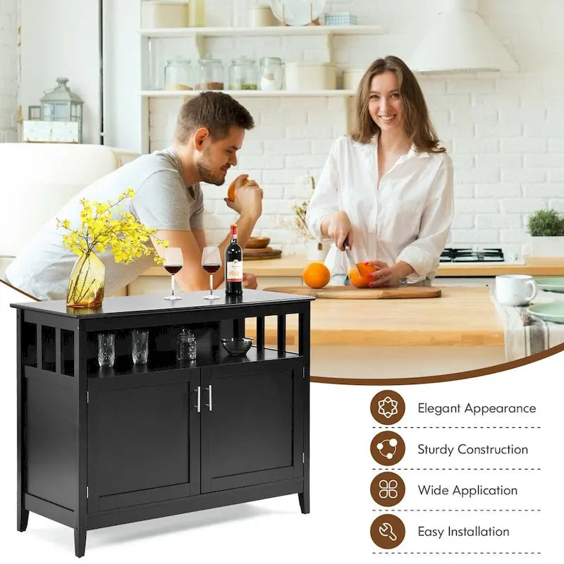 Meuble de rangement de cuisine moderne en bois - Noir - 44,9 x 20,1 x 35,8 (L x l x H)