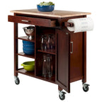 Chariot de cuisine Marissa, noyer - 92 x 47 x 88 cm
