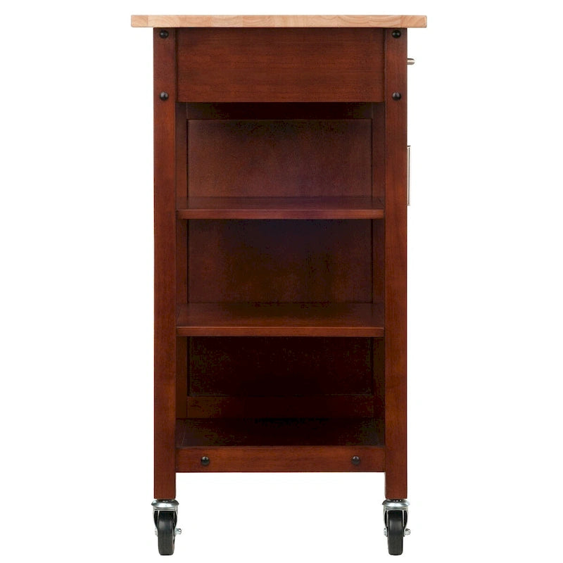 Chariot de cuisine Marissa, noyer - 92 x 47 x 88 cm