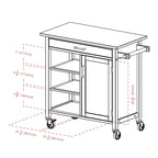 Chariot de cuisine Marissa, noyer - 92 x 47 x 88 cm