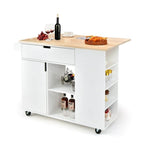Îlot de cuisine à abattants avec plateau en bois d'hévéa - 49 x 30 x 36 (L x l x H)