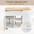 Îlot de cuisine à abattants avec plateau en bois d'hévéa - 49 x 30 x 36 (L x l x H)