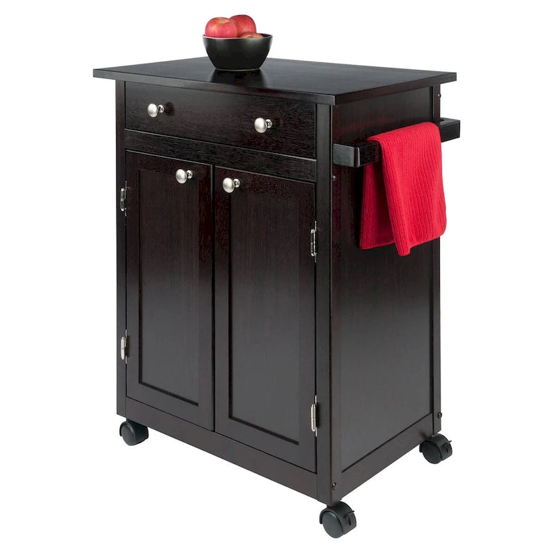 Chariot de cuisine utilitaire Savannah, couleur expresso - 68,3 x 45 x 86,4 cm