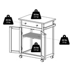 Chariot de cuisine utilitaire Savannah, couleur expresso - 68,3 x 45 x 86,4 cm