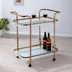 Chariot de service contemporain Tiana, finition champagne - 82,5 cm (H) x 68,5 cm (l) x 42 cm (P)