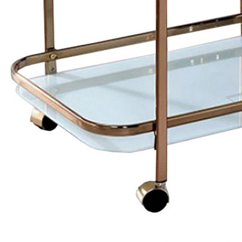 Chariot de service contemporain Tiana, finition champagne - 82,5 cm (H) x 68,5 cm (l) x 42 cm (P)