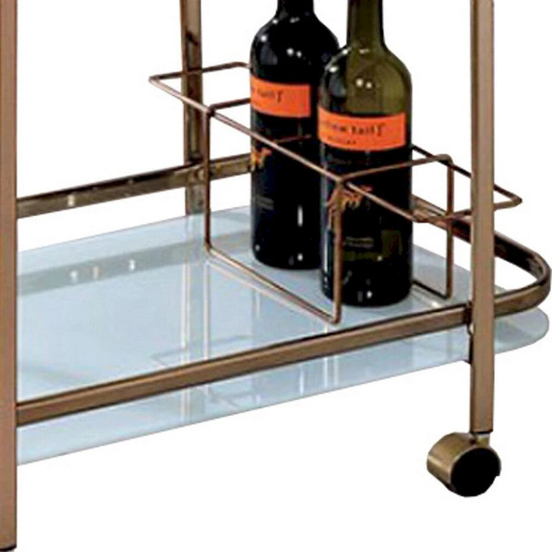 Chariot de service contemporain Tiana, finition champagne - 82,5 cm (H) x 68,5 cm (l) x 42 cm (P)