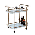 Chariot de service contemporain Tiana, finition champagne - 82,5 cm (H) x 68,5 cm (l) x 42 cm (P)