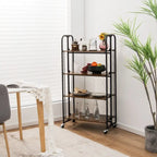 Chariot roulant pliable avec étagères de rangement pour cuisine - 4 niveaux - 26 x 16 x 52 (L x l x H)