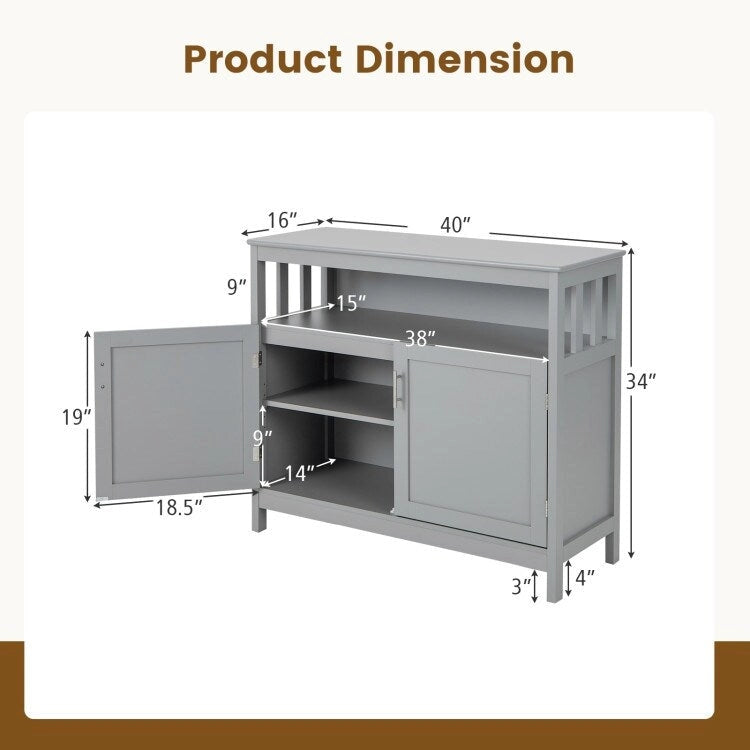 Buffet de cuisine avec 2 portes et étagère - 40 x 16 x 34 (L x l x H)