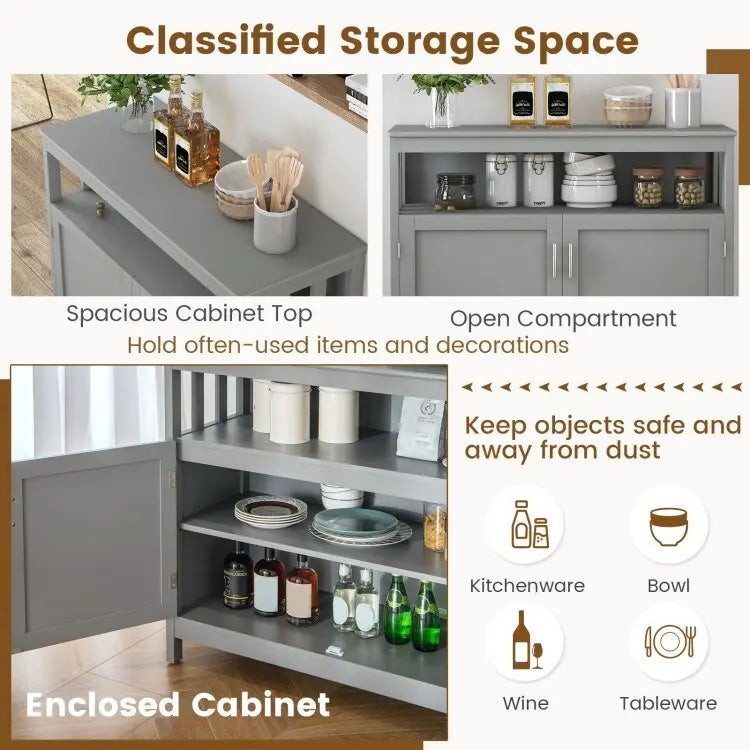 Buffet de cuisine avec 2 portes et étagère - 40 x 16 x 34 (L x l x H)