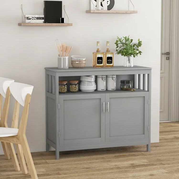 Buffet de cuisine avec 2 portes et étagère - 40 x 16 x 34 (L x l x H)