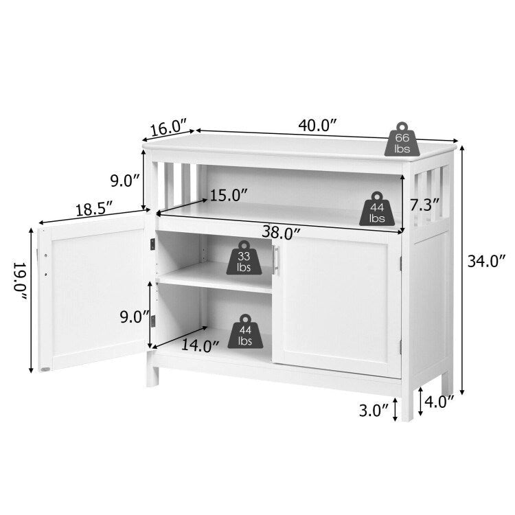 Buffet de cuisine avec 2 portes et étagère - 40 x 16 x 34 (L x l x H)
