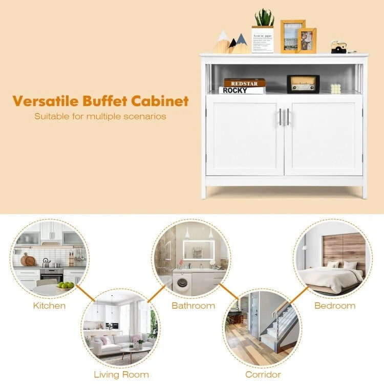 Buffet de cuisine avec 2 portes et étagère - 40 x 16 x 34 (L x l x H)