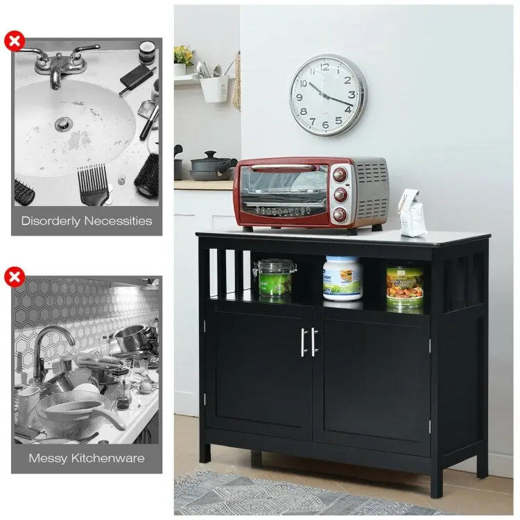 Buffet de cuisine avec 2 portes et étagère - 40 x 16 x 34 (L x l x H)