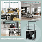Table porte-bouteilles Gymax Kitchen Bakers Rack avec support à verres