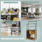 Table porte-bouteilles Gymax Kitchen Bakers Rack avec support à verres