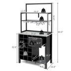 Table porte-bouteilles Gymax Kitchen Bakers Rack avec support à verres