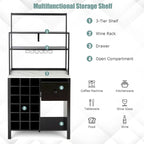 Table porte-bouteilles Gymax Kitchen Bakers Rack avec support à verres