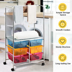 Chariot de rangement à roulettes Costway à 6 tiroirs avec barre de suspension - 25 x 14,5 x 44