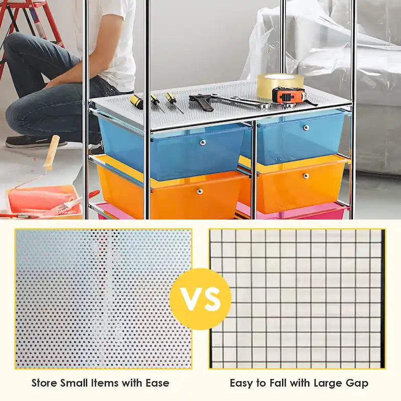 Chariot de rangement à roulettes Costway à 6 tiroirs avec barre de suspension - 25 x 14,5 x 44