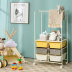 Chariot de rangement à roulettes Costway à 6 tiroirs avec barre de suspension - 25 x 14,5 x 44