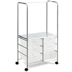 Chariot de rangement à roulettes Costway à 6 tiroirs avec barre de suspension - 25 x 14,5 x 44
