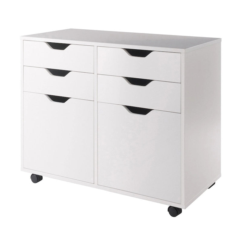 32 White 2 Section Mobile Storage Cabinet