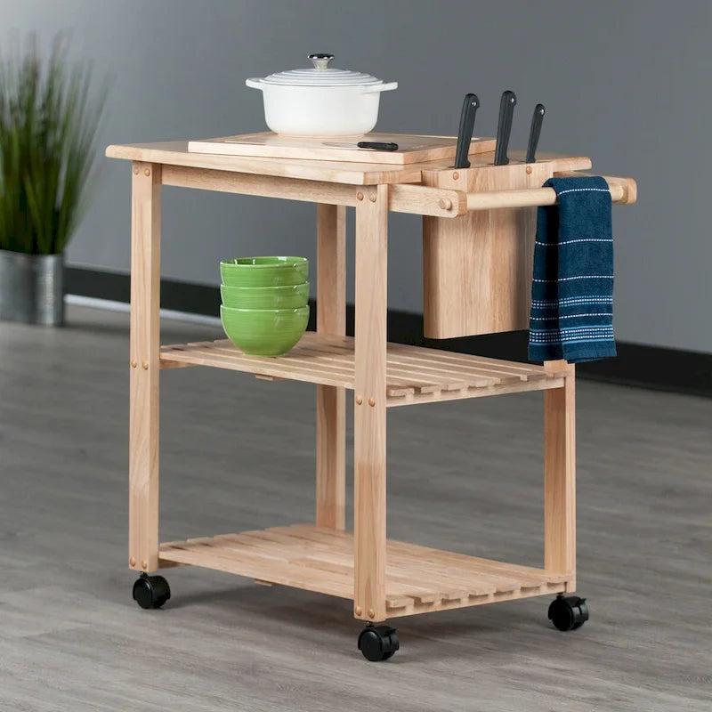 Chariot de cuisine utilitaire Mario, naturel - 84,3 x 52 x 81,1 cm