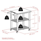 Chariot de cuisine utilitaire Mario, naturel - 84,3 x 52 x 81,1 cm