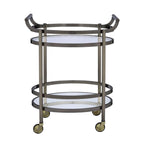Chariot de service ovale en métal argenté à 2 étagères - 86 cm (H) x 48 cm (l) x 69 cm (P)