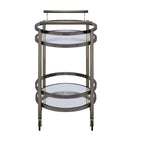 Chariot de service ovale en métal argenté à 2 étagères - 86 cm (H) x 48 cm (l) x 69 cm (P)