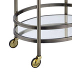 Chariot de service ovale en métal argenté à 2 étagères - 86 cm (H) x 48 cm (l) x 69 cm (P)