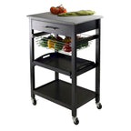 Chariot de cuisine utilitaire Julia, plateau en granit, noir - 57,6 x 40,8 x 86,2 cm