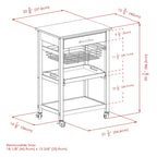 Chariot de cuisine utilitaire Julia, plateau en granit, noir - 57,6 x 40,8 x 86,2 cm