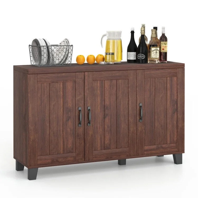 Buffet à 3 portes avec étagères réglables et système anti-basculement - 45 x 13 x 28 (L x l x H)