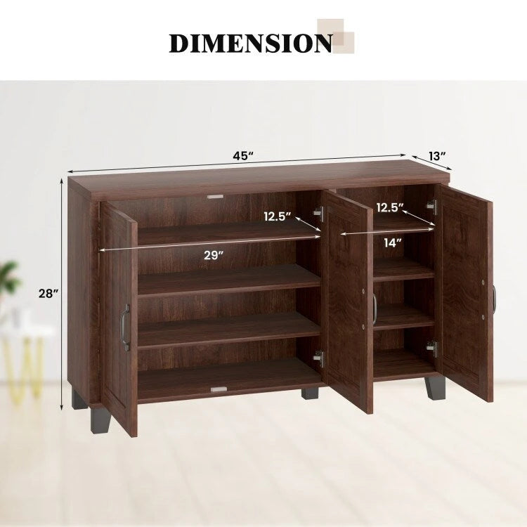 Buffet à 3 portes avec étagères réglables et système anti-basculement - 45 x 13 x 28 (L x l x H)