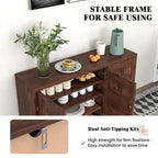 Buffet à 3 portes avec étagères réglables et système anti-basculement - 45 x 13 x 28 (L x l x H)